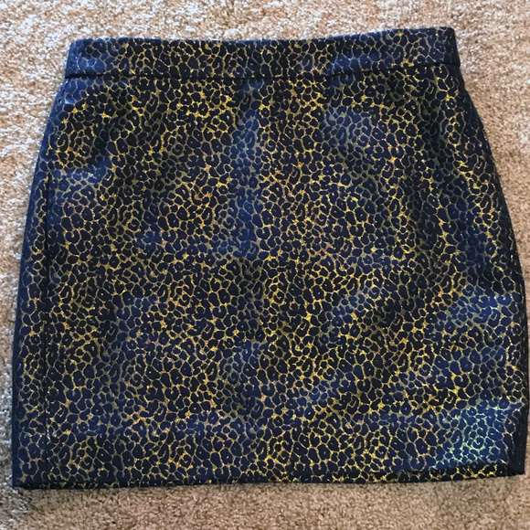 J. Crew Navy and Metallic Gold Skirt 4 - Picture 1 of 4
